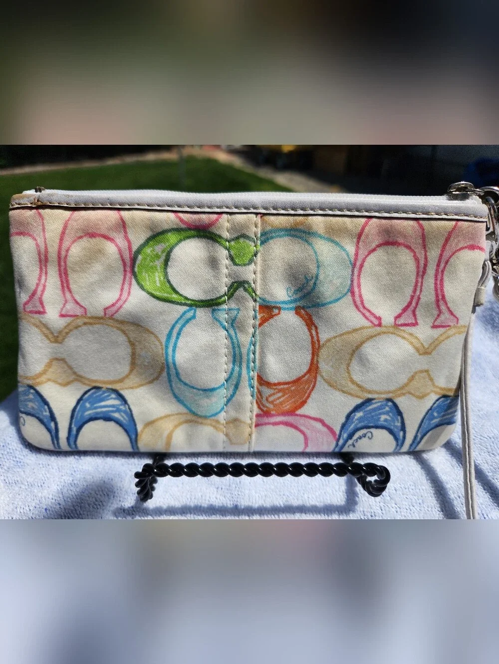 Coach Multicolor Signature Wristlet with Colorful Logo Print